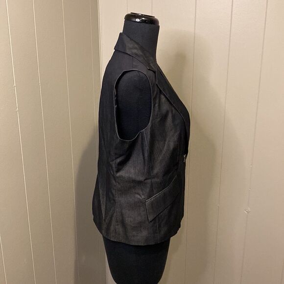 Willi Smith Casual Vest Medium Pockets Dark Navy Single Large Button-Up - Picture 3 of 6